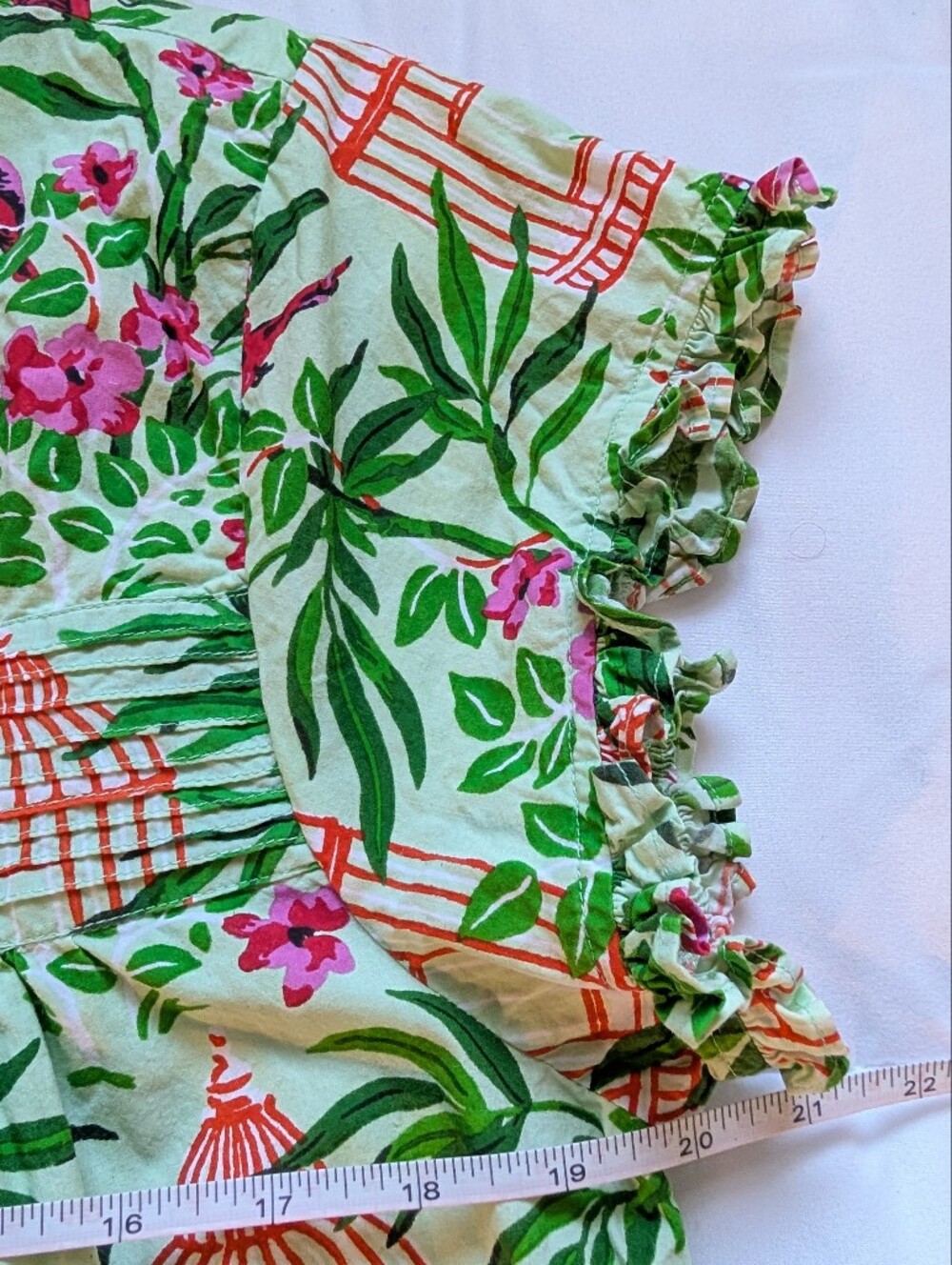 Printfresh Organic Cotton Floral Bird Print Night Gown Ruffle Hem & Sleeve Sz M - Picture 10 of 14
